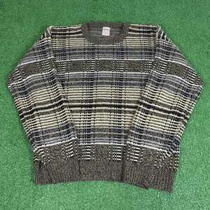 Windridge Striped Knit Sweater Mens L Black Tan Pattern Knit
